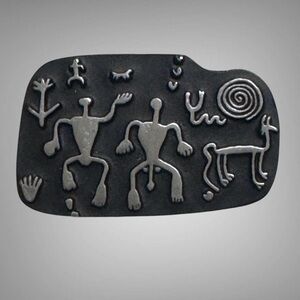 VINTAGE URBAN FETISHES PEWTER PETROGLYPHS BROOCH